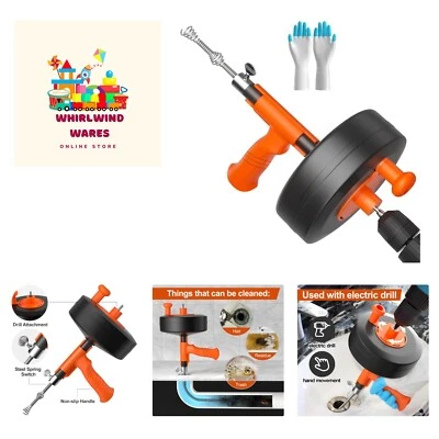 Drain Auger, Plumbing Snake With Drill Adapter, 35ft Heavy Duty Flexible Sink...