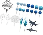 Eigell 22x Dolphin Figurines Cake Toppers Cupcake Topper Statue Sea Cakes Toppers Birthday Cake Decorations, for Shower