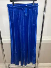 NWT $140 Adidas Jeremy Scott Blue Dope Track Pants Velour Flared Wide Leg L