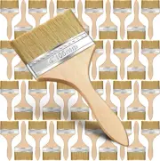 96 Pcs 4-Inch Flat Bristle Paint Brushes - Natural Bristle Wooden Handle Set