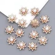 10pcs Flower Rhinestone Imitation Pearl Button Flatback Crystal Decorative Cloth