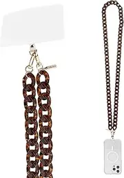 Case-Mate Crossbody Phone Lanyard/Chain [Works with All Phones] Hands-Free Cell Phone Strap - Phone Charm - Neck Chain Holder for iPhone 16 Pro Max/15 Pro Max/14 Pro Max/13 Pro/12/S24 - Tortoiseshell
