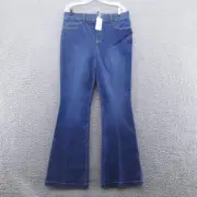 Spanx Womens Flare Jeans XL Authentic Blue Medium Wash Pull On Slimming NEW