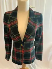Smythe Patch Pocket Duchess Blazer Wool Jacket NWT 4 Fits 2 $795 Black Tartan