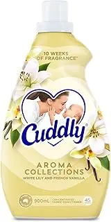 Cuddly Concentrate Liquid Fabric Softener Conditioner, 900mL, 45 Washes, White Lily and French Vanilla Long Lasting Fragrance