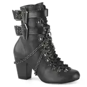 Demonia Vivika-128 Gothic Victorian Vampire CyberPunk Goth Black Ankle Boots