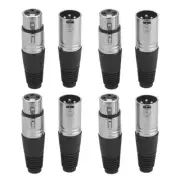 8PC XLR DMX 3 Pin Male&Female MIC Snake Plug Audio Microphone Cable Connector