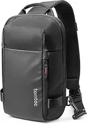 tomtoc Compact Sling Bag, Minimalist Chest Shoulder Backpack Crossbody Bag for 11-inch iPad Pro 2021 with Keyboard Water-resistant Lightweight Casual Daypack for Tactical Travel Work Sport