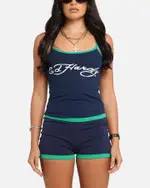 [ED HARDY] Ed Hardy Women's Logo Camo Singlet Navy/green - Size XL XL Navy/Green