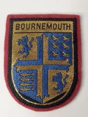 Vintage BOURNEMOUTH Coat of Arms Crest Souvenir Red Felt Woven Patch