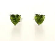 Heart-Shaped Peridot Heavy Push Back Stud Earring