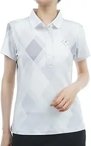 [JUN & ROPE] Jun Andropez Women's Polo Shirt, UV Protection, Cold Touch, Multi-Argyle Pattern, Short Sleeve Pullover