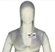 woman Chain mail Coif 10mm Neck Chainmail Hood Medieval Chainmail Armor