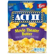 ACT II MOVIE THEATER BUTTER Flavor Microwave Popcorn, 16.5 oz., 6 Bags, 1 Box