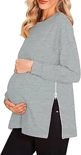 [Miladusa] Women's Maternity Tops Long Sleeve Split Side Pregnancy T-Shirt