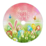 Easter Eggs Grass Butterflies Tree Skirt 48 Inch,Bunny Ears Xmas Tree Floor D...