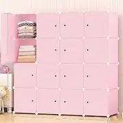 [AUKO] Fashion Macaron Color 6/8/12/16 Cubes Storage Cabinet Wardrobe Toy Book Shelve (Macaron Pink 16 Cube)
