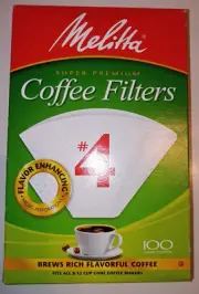 Melitta #4 Cone 8 12 cup Coffee Filter, 100 count, Filters For Braun, New Sealed