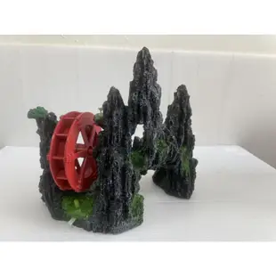 裝飾品 假山水車ZD-030-B 飾品 造景 水車 假山 水族裝飾 假山造景 招財風車