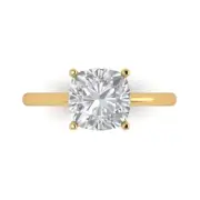 14K Yellow Gold Solitaire Promise Ring, 2.5 ct Cushion Cut Simulated Diamond