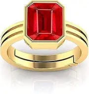 [Akshita gems] 8.50 Carat A+ Quality Natural Burma Ruby Manik Unheated Untreatet Gemstone Gold Ring for Women's and Men's(GGTL Lab Certified), Natural Burma Ruby Manik Gemstone Ring, Ruby