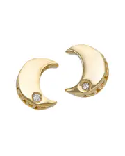 14K Italian Gold 0.01 ct. tw. Diamond Moon Studs