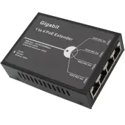 Gigabit POE Extender, 4 Channel PoE Repeater, RJ45 4 Port POE Splitter, 10/10...