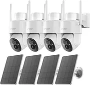 4PCS TMEZON Outdoor Wireless 360° PTZ Camera Solar Powered Security Camera for Home Surveillance with 3MP Night Vision Pan Tilt Solar Powered Two-Way Audio Motion Detection 2.4Ghz WiFi IP65 …