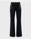 NWT! DEREK LAM 10 CROSBY​ Robertson Flare w Sailor Buttons Trousers Size: 2 Navy