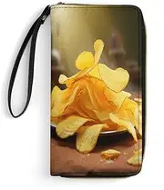 [BFGWK] Large Wallet Novelty Potato Chips Printing Long Wallet With Zipper Leather Wallet Suitable For Both Men And Women, style, 19.7x10.5cm, Style, 19.7x10.5cm, 现代