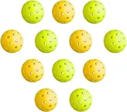 Everfit 12PCS Pickleballs Set Outdoor Indoor Balls - 40 Holes Machine-Drilled Design for Balanced Flight, Durable PE Material, Green/Yellow Colour for Court, Backyard & Club Play
