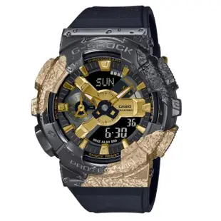 【CASIO 卡西歐】G-SHOCK 40週年限定 探險家之石系列 黑金 方解石 金屬錶殼 人氣雙顯 GM-114GEM-1A9_48.8mm