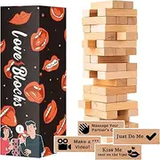 2024 Fun Valentine's Day Gift - 54 Fun Stacking Blocks for Couples, Romantic Couples' Game: Talking, Flirting, Challenge for Date Night Anniversary