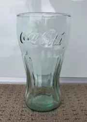 Large Green Tinged Coca Cola Glass 15cm High Coke