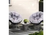 Gardeon Outdoor Lounge Setting Furniture Wicker Papasan Chairs Table Patio Grey