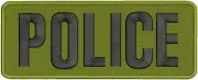 "Police" embroidery patch 4x11 inches hook OD green black letters