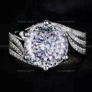 5.00 Ct Portuguese Cut Colorless Moissanite Engagement Ring 14K White Gold