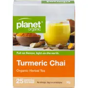 Planet Organic Turmeric Chai Herbal Tea Bags 25 Pack