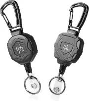 2 Pack Retractable Keychain Heavy Duty Carabiner Badge Holder, Tactical ID Badge
