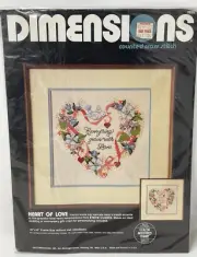 Dimensions Heart of Love Everything Grows with Love Counted Cross Stitch Kit VTG