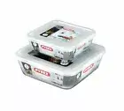 Pyrex 2 Piece Cook & Freeze Square Glass Container Dishes With Lids 0.85L-2L