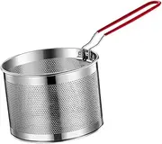 yuksok Stainless Steel Deep Fryer Basket Kitchen Fry Basket Multifunction Deep Frying with Handle for French Fries Spaghetti Serving, 16cm