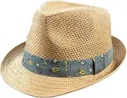 [PEAK 2 PEAK] Unisex Kids Straw Trilby Fedora Cap Felt Fedora Hat Short Brim Sunhat