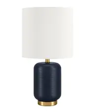 Abraham + Ivy Lambert Matte Navy Ceramic Mini Accent Lamp