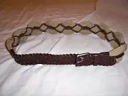 TALBOTS MEDIUM GENUINE LEATHER & TEXTILE WOVEN BRAIDED BELT BOHO PEASANT SPRING