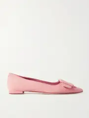 [Manolo Blahnik] Manolo Blahnik - Maysale Suede Point-toe Flats - Pink - IT40 IT 40 Pink
