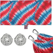 Irregular Tie-dye in Red and Blue Hammocks for Camping with Hanging Rope Hanging Hammock for Outside Patio Backyard Poolside