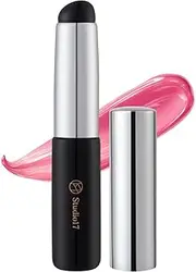 STUDIO17 Silicone Lip Brush for Lip Coloring | Lip Makeup Brush for Even & Detailed Application on Lip Color | Silicone Tip for Easy Use & Hygiene | Korean Lip Brush with Portability, Black