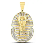 10k Yellow Gold Diamond Pharaoh Face Pendant Egyptian Charm 5/8Cttw