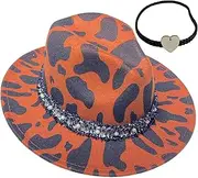 [YiyiLai] Men Women Vintage Wide Brim Felt Fedora Hat Wool Panama Cap & 2pcs Removable Bands